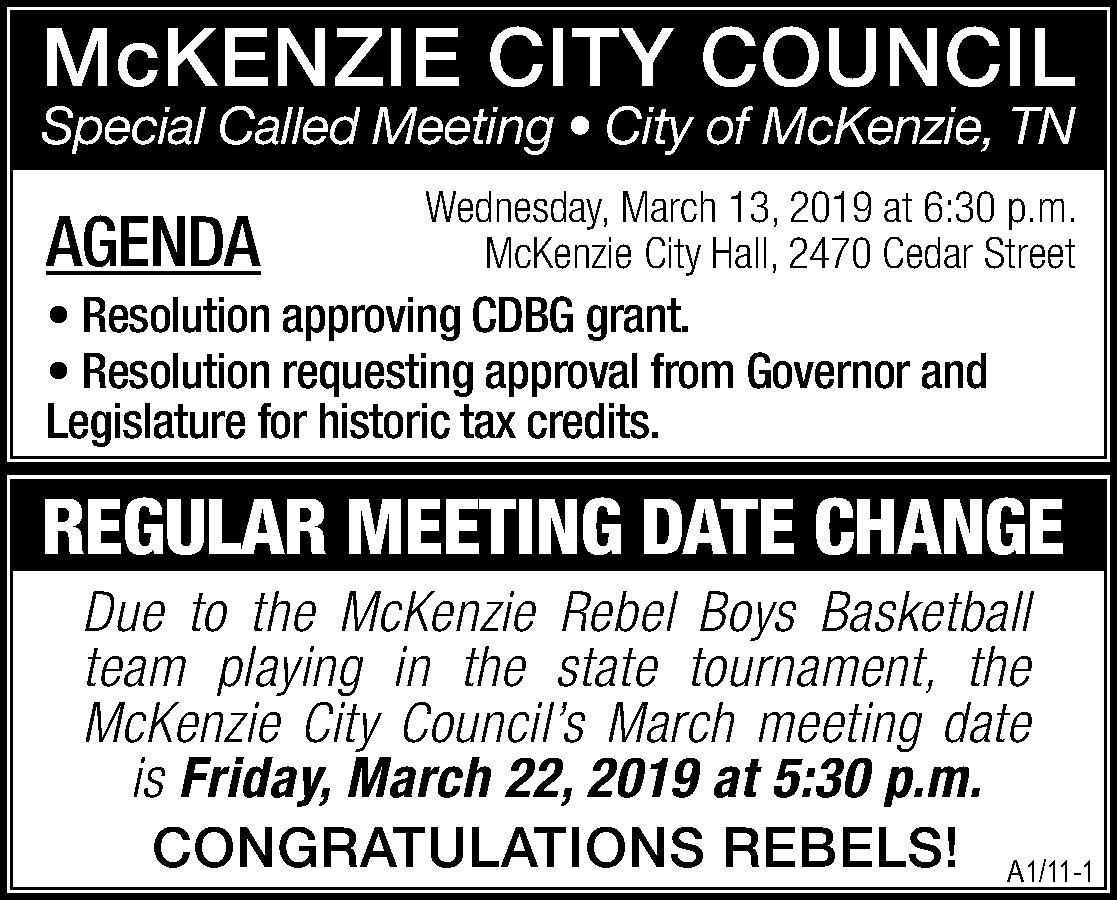 McKenzie City Council The Mckenzie Banner